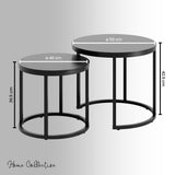 Lot de 2 tables basses carrées en bois, table de salon moderne, table d'appoint 2 en 1 avec structure en métal pour salon, bureau, table d'appoint design Loft TWIN, surface résistante aux rayures