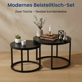 Lot de 2 tables basses carrées en bois, table de salon moderne, table d'appoint 2 en 1 avec structure en métal pour salon, bureau, table d'appoint design Loft TWIN, surface résistante aux rayures
