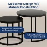 Lot de 2 tables basses carrées en bois, table de salon moderne, table d'appoint 2 en 1 avec structure en métal pour salon, bureau, table d'appoint design Loft TWIN, surface résistante aux rayures