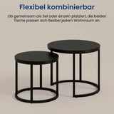 Lot de 2 tables basses carrées en bois, table de salon moderne, table d'appoint 2 en 1 avec structure en métal pour salon, bureau, table d'appoint design Loft TWIN, surface résistante aux rayures