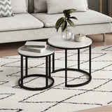 Lot de 2 tables basses carrées en bois, table de salon moderne, table d'appoint 2 en 1 avec structure en métal pour salon, bureau, table d'appoint design Loft TWIN, surface résistante aux rayures