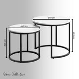 Lot de 2 tables basses carrées en bois, table de salon moderne, table d'appoint 2 en 1 avec structure en métal pour salon, bureau, table d'appoint design Loft TWIN, surface résistante aux rayures