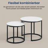 Lot de 2 tables basses carrées en bois, table de salon moderne, table d'appoint 2 en 1 avec structure en métal pour salon, bureau, table d'appoint design Loft TWIN, surface résistante aux rayures