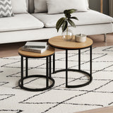 Lot de 2 tables basses carrées en bois, table de salon moderne, table d'appoint 2 en 1 avec structure en métal pour salon, bureau, table d'appoint design Loft TWIN, surface résistante aux rayures