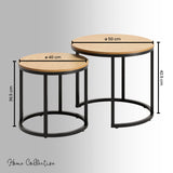 Lot de 2 tables basses carrées en bois, table de salon moderne, table d'appoint 2 en 1 avec structure en métal pour salon, bureau, table d'appoint design Loft TWIN, surface résistante aux rayures