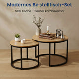 Lot de 2 tables basses carrées en bois, table de salon moderne, table d'appoint 2 en 1 avec structure en métal pour salon, bureau, table d'appoint design Loft TWIN, surface résistante aux rayures