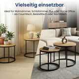Lot de 2 tables basses carrées en bois, table de salon moderne, table d'appoint 2 en 1 avec structure en métal pour salon, bureau, table d'appoint design Loft TWIN, surface résistante aux rayures