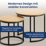 Lot de 2 tables basses carrées en bois, table de salon moderne, table d'appoint 2 en 1 avec structure en métal pour salon, bureau, table d'appoint design Loft TWIN, surface résistante aux rayures