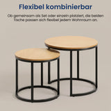 Lot de 2 tables basses carrées en bois, table de salon moderne, table d'appoint 2 en 1 avec structure en métal pour salon, bureau, table d'appoint design Loft TWIN, surface résistante aux rayures