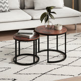 Lot de 2 tables basses carrées en bois, table de salon moderne, table d'appoint 2 en 1 avec structure en métal pour salon, bureau, table d'appoint design Loft TWIN, surface résistante aux rayures