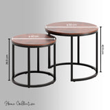 Lot de 2 tables basses carrées en bois, table de salon moderne, table d'appoint 2 en 1 avec structure en métal pour salon, bureau, table d'appoint design Loft TWIN, surface résistante aux rayures