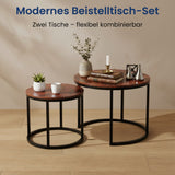 Lot de 2 tables basses carrées en bois, table de salon moderne, table d'appoint 2 en 1 avec structure en métal pour salon, bureau, table d'appoint design Loft TWIN, surface résistante aux rayures