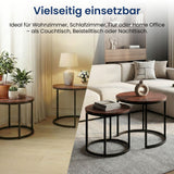 Lot de 2 tables basses carrées en bois, table de salon moderne, table d'appoint 2 en 1 avec structure en métal pour salon, bureau, table d'appoint design Loft TWIN, surface résistante aux rayures