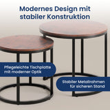 Lot de 2 tables basses carrées en bois, table de salon moderne, table d'appoint 2 en 1 avec structure en métal pour salon, bureau, table d'appoint design Loft TWIN, surface résistante aux rayures
