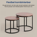 Lot de 2 tables basses carrées en bois, table de salon moderne, table d'appoint 2 en 1 avec structure en métal pour salon, bureau, table d'appoint design Loft TWIN, surface résistante aux rayures