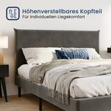Bett 140x200 und 160x200 cm, Polsterbett mit Lattenrost, Bettgestell 140x200 & 160x200 cm, Doppelbett mit weichem Cord & Samt bezug und gepolstertem Kopfteil, robustes Gestell, hoher Liegekomfort