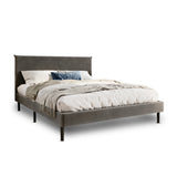 Bett 140x200 und 160x200 cm, Polsterbett mit Lattenrost, Bettgestell 140x200 & 160x200 cm, Doppelbett mit weichem Cord & Samt bezug und gepolstertem Kopfteil, robustes Gestell, hoher Liegekomfort