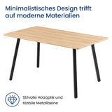 Esstisch Tisch Küchentisch Esszimmertisch | Moderner Esstisch Holz mit schwarzen Metallbeinen & strapazierfähiger Oberfläche, für 4–6 Personen | 140x80x74 cm (LxBxH) | Eiche Dunkel & Eiche Hell