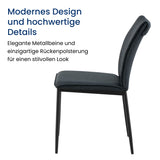 Esszimmerstühle 4er Set Stuhl Küchenstühle Stühle Esszimmer | Gepolstert mit Stoffbezug, schwarzes Metallgestell, modernes Design | 62 x 43 x 85 cm (LxBxH), Sitzhöhe 48 cm