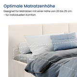 Lit rembourré lit double 140x200 | 160x200 cm velours beige ou gris | avec sommier à lattes en métal et espace de rangement avec coffre de lit hydraulique 