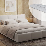 Lit rembourré lit double 140x200 | 160x200 cm velours beige ou gris | avec sommier à lattes en métal et espace de rangement avec coffre de lit hydraulique 