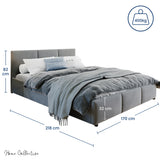 Lit rembourré lit double 140x200 | 160x200 cm velours beige ou gris | avec sommier à lattes en métal et espace de rangement avec coffre de lit hydraulique 