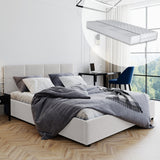 Lit rembourré 140x200 | 160x200 cm avec espace de rangement et sommier à lattes en métal Lit double avec coffre de lit hydraulique Lit rembourré Lit coffre Cadre de lit stable