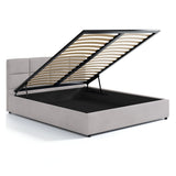 Lit rembourré 140x200 | 160x200 cm avec espace de rangement et sommier à lattes en métal Lit double avec coffre de lit hydraulique Lit rembourré Lit coffre Cadre de lit stable