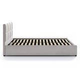 Lit rembourré 140x200 | 160x200 cm avec espace de rangement et sommier à lattes en métal Lit double avec coffre de lit hydraulique Lit rembourré Lit coffre Cadre de lit stable