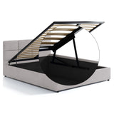 Lit rembourré 140x200 | 160x200 cm avec espace de rangement et sommier à lattes en métal Lit double avec coffre de lit hydraulique Lit rembourré Lit coffre Cadre de lit stable