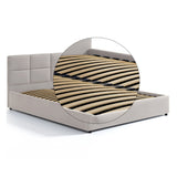 Lit rembourré 140x200 | 160x200 cm avec espace de rangement et sommier à lattes en métal Lit double avec coffre de lit hydraulique Lit rembourré Lit coffre Cadre de lit stable