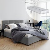 Lit rembourré 140x200 | 160x200 cm avec espace de rangement et sommier à lattes en métal Lit double avec coffre de lit hydraulique Lit rembourré Lit coffre Cadre de lit stable