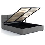 Lit rembourré 140x200 | 160x200 cm avec espace de rangement et sommier à lattes en métal Lit double avec coffre de lit hydraulique Lit rembourré Lit coffre Cadre de lit stable