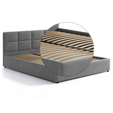 Lit rembourré 140x200 | 160x200 cm avec espace de rangement et sommier à lattes en métal Lit double avec coffre de lit hydraulique Lit rembourré Lit coffre Cadre de lit stable