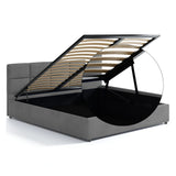 Lit rembourré 140x200 | 160x200 cm avec espace de rangement et sommier à lattes en métal Lit double avec coffre de lit hydraulique Lit rembourré Lit coffre Cadre de lit stable