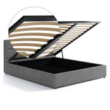 Lit rembourré 140x200 | 160x200 cm avec espace de rangement et sommier à lattes en métal Lit double avec coffre de lit hydraulique Lit rembourré Lit coffre Cadre de lit stable