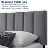 Bett 140x200 und 160x200 cm, Polsterbett mit Lattenrost, Bettgestell 140x200 & 160x200 cm, Doppelbett mit weichem Bezug und gepolstertem Kopfteil mit vertikaler & Kassettensteppung, robustes Gestell, hoher Liegekomfort