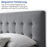Bett 140x200 und 160x200 cm, Polsterbett mit Lattenrost, Bettgestell 140x200 & 160x200 cm, Doppelbett mit weichem Bezug und gepolstertem Kopfteil mit vertikaler & Kassettensteppung, robustes Gestell, hoher Liegekomfort