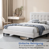 Bett 140x200 und 160x200 cm, Polsterbett mit Lattenrost, Bettgestell 140x200 & 160x200 cm, Doppelbett mit weichem Bezug und gepolstertem Kopfteil mit vertikaler & Kassettensteppung, robustes Gestell, hoher Liegekomfort
