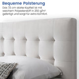 Bett 140x200 und 160x200 cm, Polsterbett mit Lattenrost, Bettgestell 140x200 & 160x200 cm, Doppelbett mit weichem Bezug und gepolstertem Kopfteil mit vertikaler & Kassettensteppung, robustes Gestell, hoher Liegekomfort