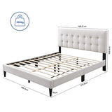 Bett 140x200 und 160x200 cm, Polsterbett mit Lattenrost, Bettgestell 140x200 & 160x200 cm, Doppelbett mit weichem Bezug und gepolstertem Kopfteil mit vertikaler & Kassettensteppung, robustes Gestell, hoher Liegekomfort
