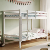 Hochbett, Etagenbett, Hochbett 90x200 cm Kinderbett, EN 747-zertifiziert, platzsparendes & sicheres | stabiles & robustes Stockbett | Weiß