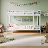 Hochbett, Etagenbett, Hochbett 90x200 cm Kinderbett, EN 747-zertifiziert, platzsparendes & sicheres | stabiles & robustes Stockbett | Weiß