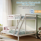 Hochbett, Etagenbett, Hochbett 140x200 Kinderbett mit großem Bett, EN 747-zertifiziert, platzsparendes & sicheres | stabiles & robustes Stockbett | Weiß