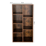 Regal Bücherregal Raumteiler | Robustes Holzregal mit 7 offenen Fächern | Modernes Design für Wohnzimmer & Büro | 50x24x106 cm (BxTxH) | Dunkles Holz