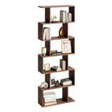 Regal Bücherregal Raumteiler | Modernes Holzregal mit versetzter Fachaufteilung | Stabil & vielseitig für Wohnzimmer, Büro oder Flur | 70x24x190 cm (BxTxH) | Dunkles Holz