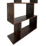 Regal Bücherregal Raumteiler | Modernes Holzregal mit versetzter Fachaufteilung | Stabil & vielseitig für Wohnzimmer, Büro oder Flur | 70x24x190 cm (BxTxH) | Dunkles Holz