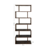 Regal Bücherregal Raumteiler | Modernes Holzregal mit versetzter Fachaufteilung | Stabil & vielseitig für Wohnzimmer, Büro oder Flur | 70x24x190 cm (BxTxH) | Dunkles Holz