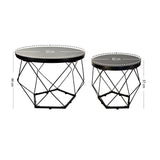 Couchtisch, Wohnzimmertisch, Tisch | 2er Set mit Metallgestell und runder Platte | Beistelltisch modern | 50x44 & 40x37 cm (BxH)