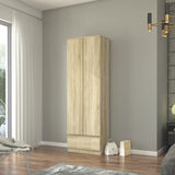 Moderner Kleiderschrank mit Schublade | 2-türiger Kleiderschrank Garderobenschrank | Platzsparender Schrank für Schlafzimmer, Ankleidezimmer, Flur, Kinderzimmer | 60x35x180 cm (BxTxH)